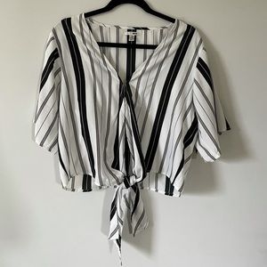 Amuse Society Tie Front Striped Top